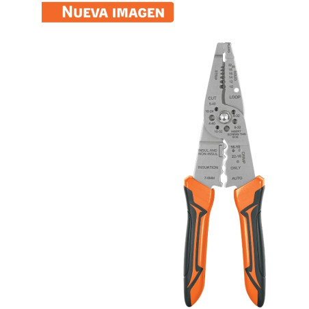 Alicate Pela Cable 8" Pulgadas, 6 Calibres y 4 Mordazas para Crimpar PE-CA-8 17357 Truper