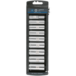 Juego de dados 9 Piezas tubulares Milimetrico 10 mm a 19 mm, encastre 3/8", estuche de Plastico, JD-3/8X9LM 14173 Truper
