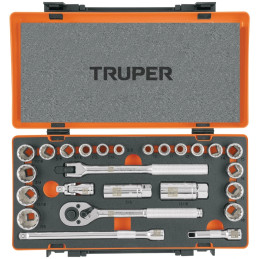 Juego de dados 26 piezas Mixto, encastre 3/8", en acero al cromo vanadio, JD-3/8X26MP 13954 Truper