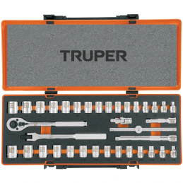 Juego de dados 36 piezas Mixto, encastre 3/8", en acero al cromo vanadio, JD-3/8X36MP 13955 Truper