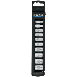 Juego de dados 10 Piezas cortos Milimetrico 5 mm a 14 mm, Encastre 1/4", acero al cromo vanadio, JD-1/4X10M 14166 Truper