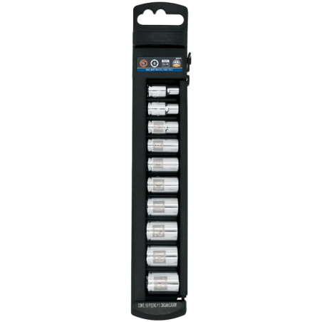 Juego de dados 10 Piezas cortos Milimetrico 5 mm a 14 mm, Encastre 1/4", acero al cromo vanadio, JD-1/4X10M 14166 Truper