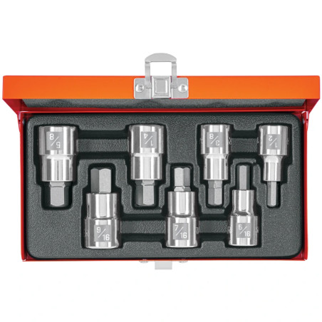 Juego de dados Punta Allen 7 Piezas, Encastre 1/2", acero al cromo vanadio, JPH-1/2X7PH 13929 Truper