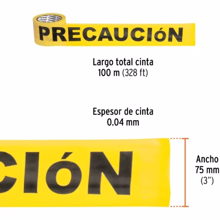 Cinta de Advertencia Precaucion 90m E0.04mm Truper 12578