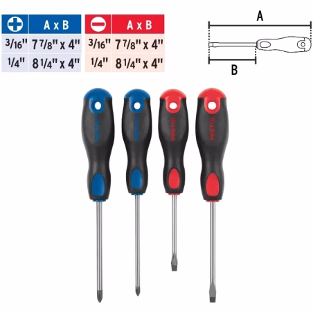 Juego Desarmadores 4 Pza 3/16 1/4" ComfortGrip Pretul 20218