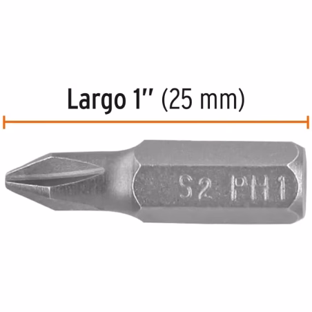 Puntas Phillips PH2 x 1" 5pzas Cruz para Desarmador Electrico o Manual, PUDE-1102 12141 Truper