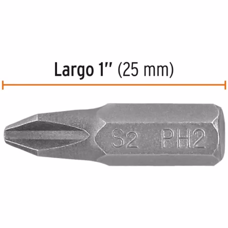 Puntas Phillips PH2 x 1" 5pzas Cruz para Desarmador Electrico o Manual, PUDE-1102 12141 Truper