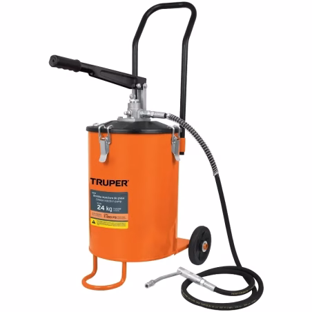 Bomba Inyectora de grasa 5800 PSI 24kg. Alta Presion, Flujo 3.1g Manguera 1/4" Cubeta 28x39cm, BOMIN-24 16850 Truper