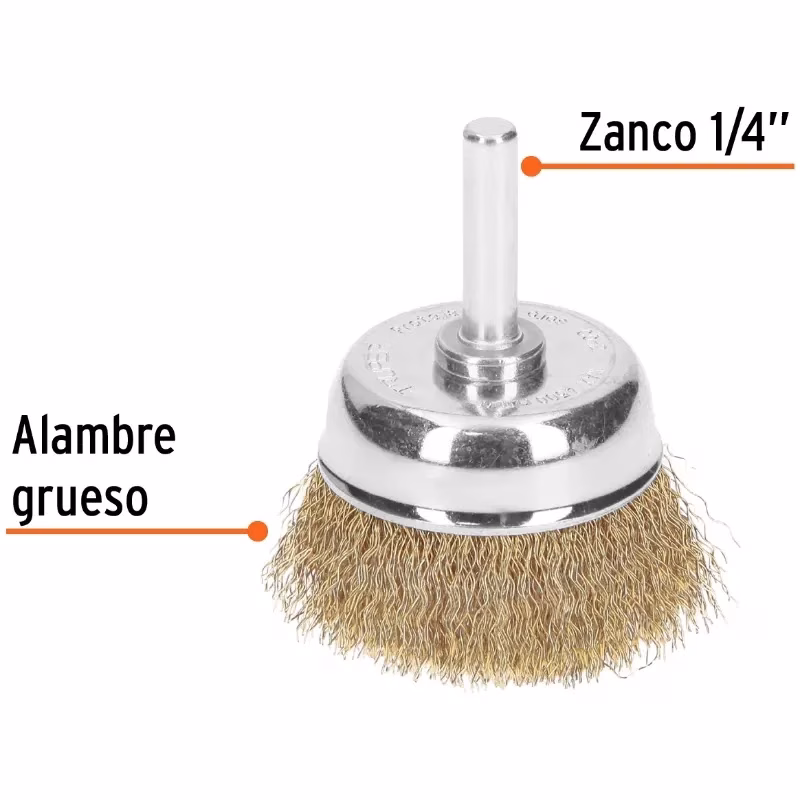 Escobillas Tipo Copa 1 3/4" Alambre Grueso Z1/4" Truper 11571