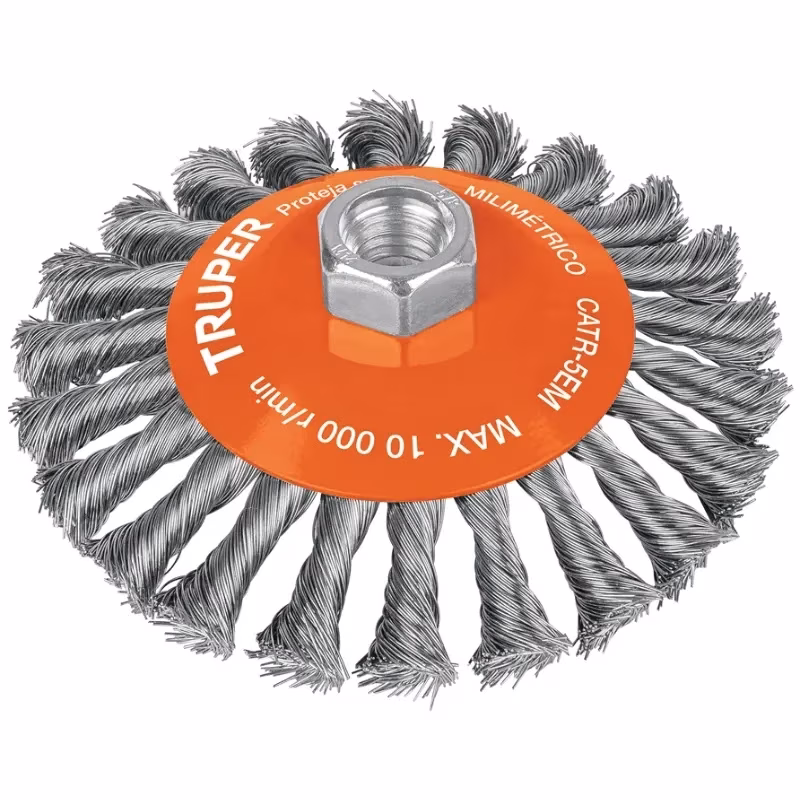 Escobillas Tipo Plato 5" Alambre Trenzado M14 Truper 14189