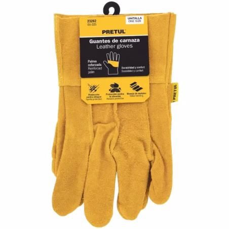 Guantes de Carnaza Unitalla con puño corto de seguridad, para soldadura y Mantenimiento, GU-CAC-P 23262 Truper