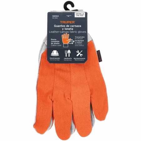 Guantes de Carnaza Unitalla ligera puño tejido, para trabajos Ligeros o Jardineria, GU-PAY 14244 Truper