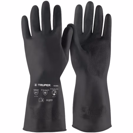 Guantes de Caucho Talla G con interior de algodón puño largo, uso industrial, GU-PIN-G 14267 Truper