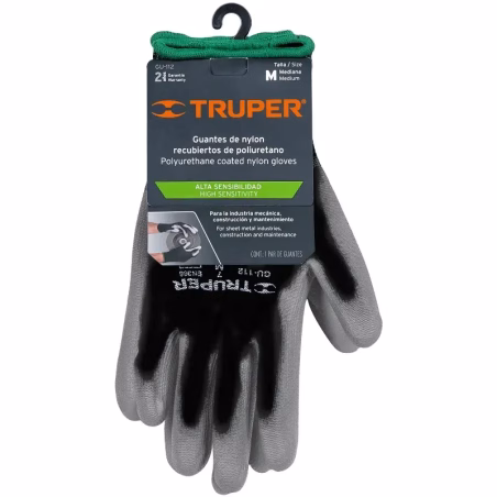 Guantes de Nylon Talla M recubierto de poliuretano puño tejido uso varios, GUX-MEC-M 13291 Truper