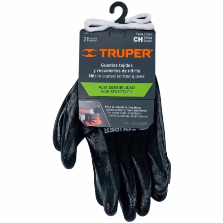 Guantes de Nylon Talla CH recubierto de Nitrilo puño tejido, uso metalmecanica, GUX-NIT-C 13293 Truper