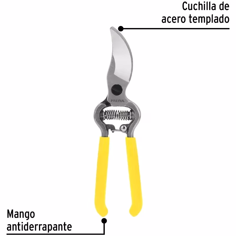Tijera de Poda Forjada 8" cuchilla de paso, en acero al alto carbono, T-67P 23104 Pretul
