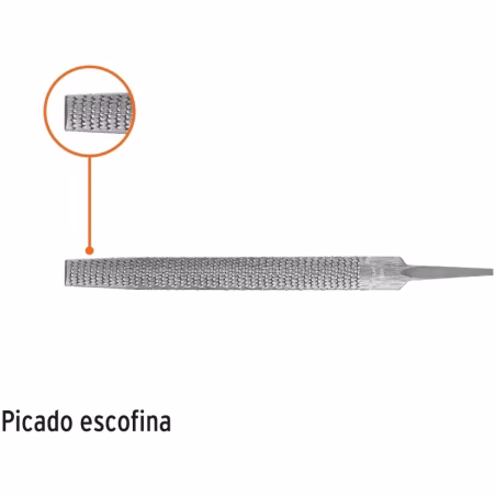 Lima Escofinas Media Caña Bastardas 8" Ancho 13/16" Espesor 1/4", Sin Mango, Para desbastar madera, LES-8 15205 Truper