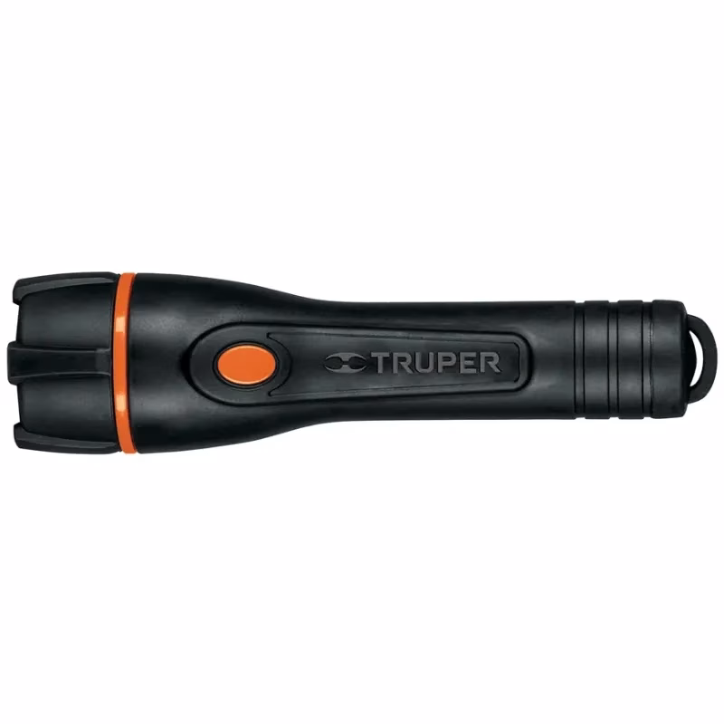 Linternas LED 80 Lumenes Alta Potencia Alcance 85M Duracion 8H 2 Pilas AA, de Plastico con TPR, LIPLA-80 13018 Truper