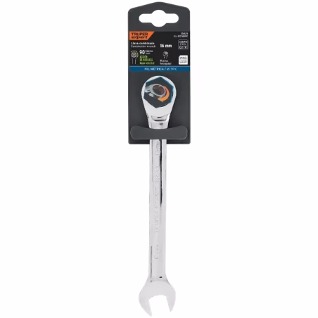 Llave Boca Mixta Ratchet 16mm ACrVanadio Truper 13621