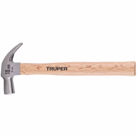 Martillo 8oz uña curva Cabeza Conica Pulidos, Boca18mm Mango11", MAC-18 10554 Truper