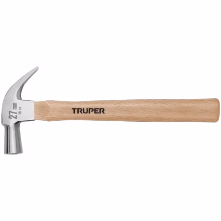 Martillo 16oz uña curva Cabeza Conica Pulidos, Boca27mm Mango13", MAC-27 10560 Truper