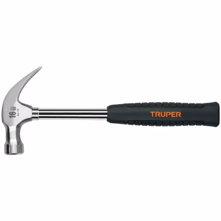 Martillo 16oz Uña curva Pulidos Tubular Boca1-1/8" Mango13" de Neopreno, SJ-16 16700 Truper
