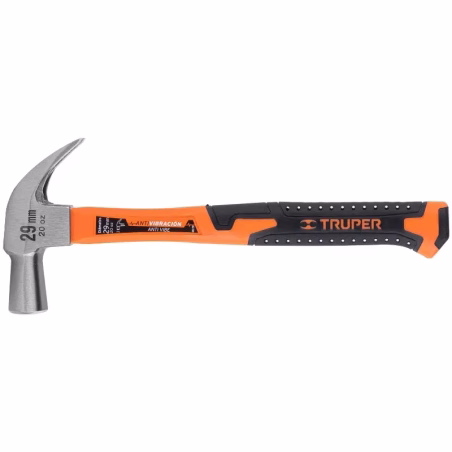 Martillo 20oz uña curva Cabeza Conica Pulidos, Boca29mm Mango13" de Fibra de Vidrio, MAC-29F 10852 Truper