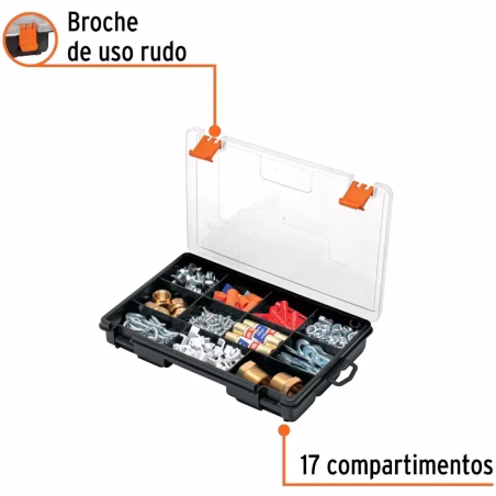 Organizador reforzado de Plastico 9", 11 Compartimientos, Largo 9", Ancho 5 3/4", Alto 1 1/2", ORG-11 10035 Truper