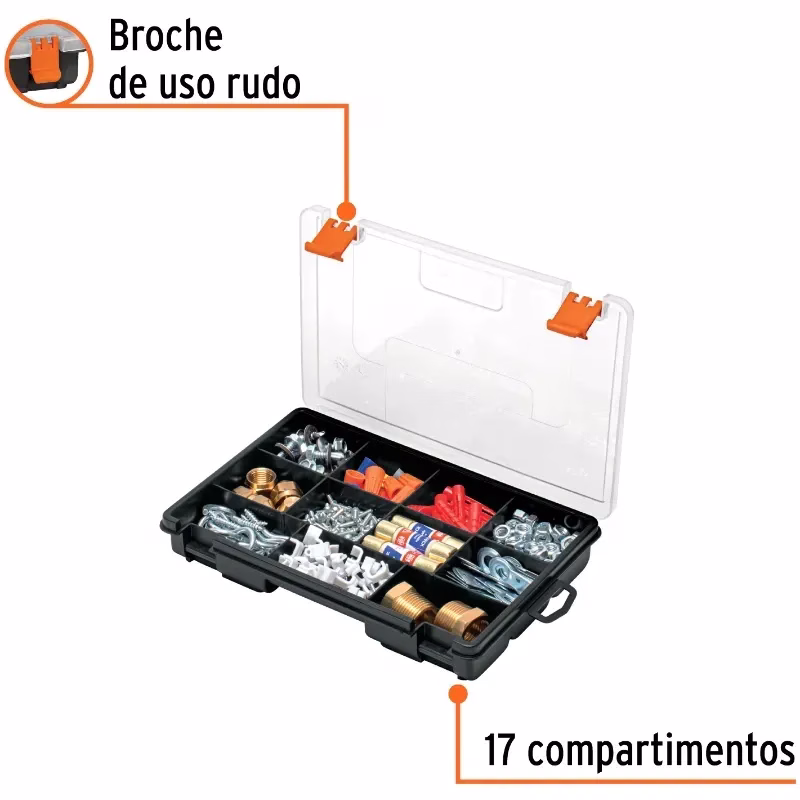Organizador reforzado de Plastico 9", 11 Compartimientos, Largo 9", Ancho 5 3/4", Alto 1 1/2", ORG-11 10035 Truper