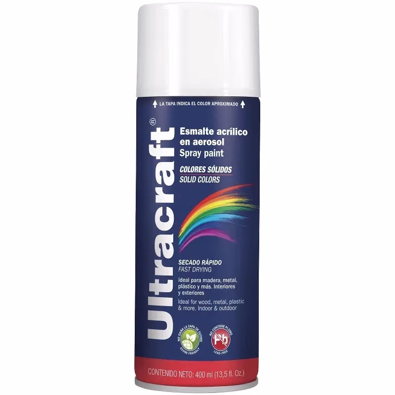 Pintura en Spray Ultracraft Blanco Mate, 400ml, secado rapido libre de Plomo, PA-BM-U 40038 Truper
