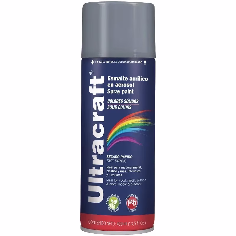 Pintura en Spray Ultracraft Gris, 400ml, secado rapido libre de Plomo, PA-GR-U 40032 Truper