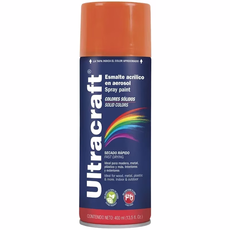 Pintura en Spray Ultracraft Naranja, 400ml, secado rapido libre de Plomo, PA-NA-U 40036 Truper