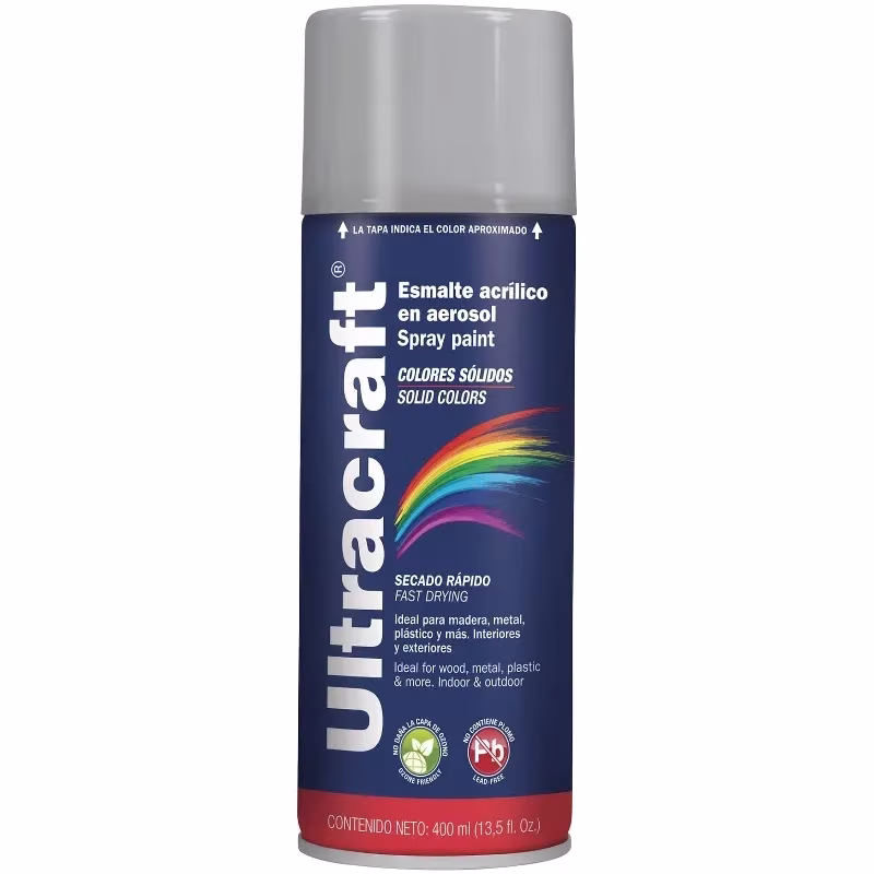 Pintura en Spray Ultracraft Silver, 400ml, secado rapido libre de Plomo, PA-SI-U 40023 Truper