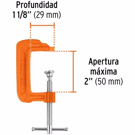 Prensa Mini de hierro Nodular 2", Manija deslizante en T, uso general, PNT-2 17659 Truper