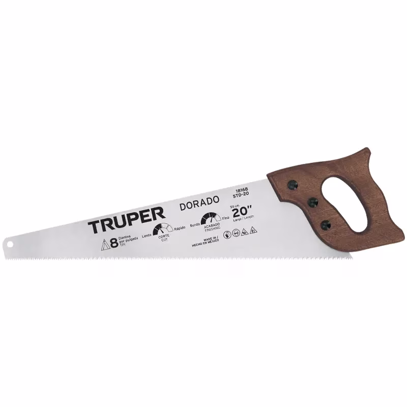 Serrucho Dorado 20" Espesor 0.8mm, DPP 7 en acero alto carbono templado, STD-20 18168 Truper