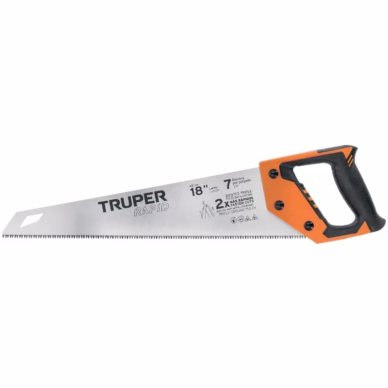Serrucho Rapid 18" 45cm DDP7 TripleFilo, Mango Comfort grip, Truper 101868
