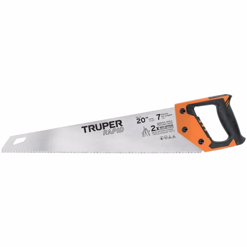 Serrucho Rapid 20" 50cm DDP7 TripleFilo, Mango Comfort grip, Truper 101869