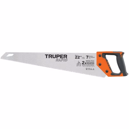 Serrucho Rapid 22" 55cm DDP7 TripleFilo, Mango Comfort grip, Truper 101870