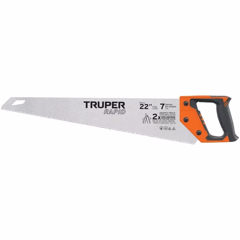 Serrucho Rapid 22" 55cm DDP7 TripleFilo, Mango Comfort grip, Truper 101870