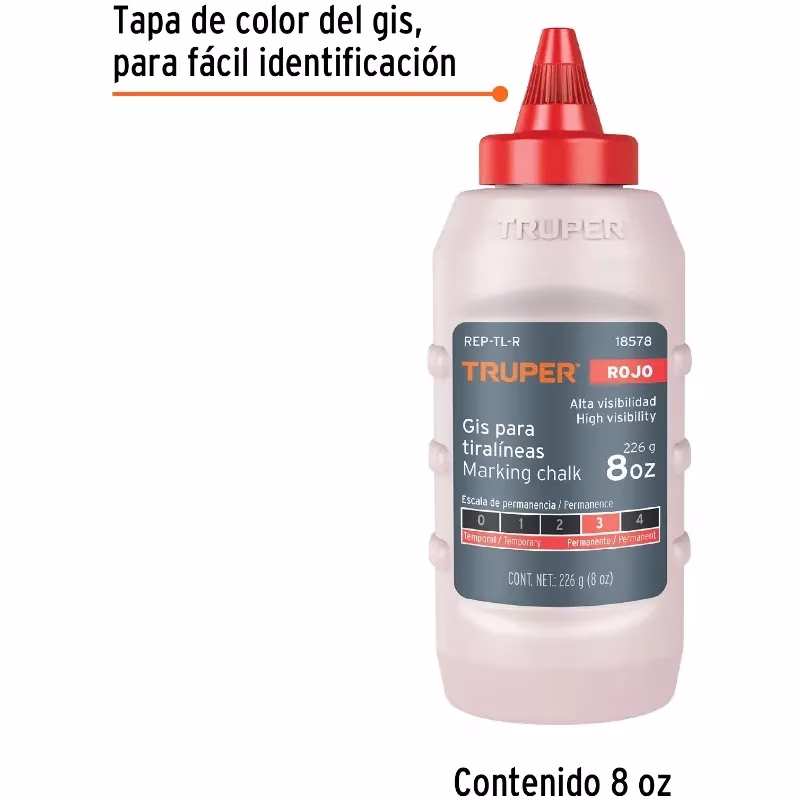 Gis rojo de repuesto para tiralinea alta visibilidad 8oz, REP-TL-R 18578 Truper