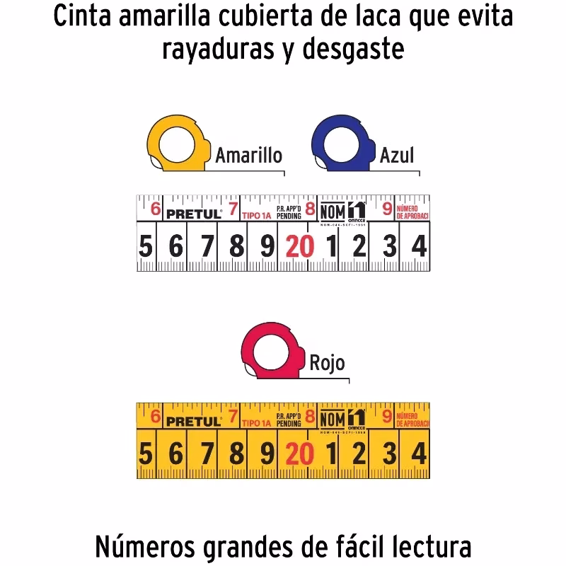 Wincha Flexometro 8 Metros, carcasa ABS, varios colores, PRO-8MEC 21625 Pretul