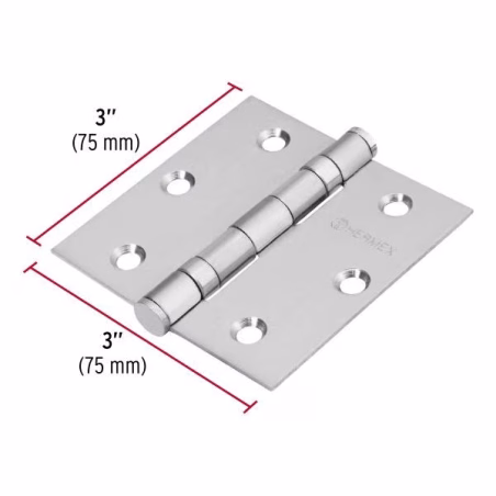 Bisagras cuadrada 3" Acero Inoxidable Capuchina CPlana 2mm Hermex 43227