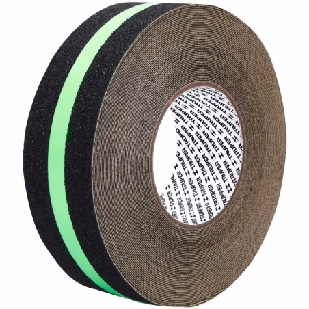 Cintas adhesivas antiderrapantes 2" x18m Negro Fotoluminiscente, Truper 101451