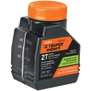 Aceite Sintetico 60ml 2oz Para 3L Gasolina motor 2 Tiempos Motos Desbrozadoras Motosierras, Truper ACES-2 14991