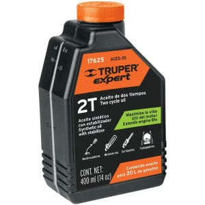 Aceite Sintetico 400ml 14oz Para 20L Gasolina motor 2 Tiempos Motos Desbrozadoras Motosierras, Truper ACES-20 17625