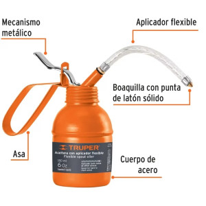 Aceiteras con aplicador flexible boquilla con punta de laton 180 ml, ACEF-180 14870 Truper
