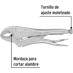 Alicate de Presion 10" Mordaza curvo, en acero al carbono, PP-10C 22700 Pretul