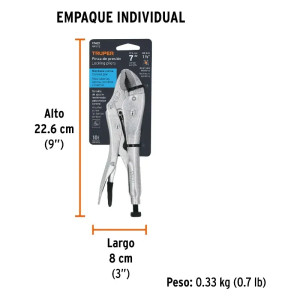 Alicate de Presion 7" Mordaza curvo de Cromo molibdeno, PPT-7C 17421 Truper