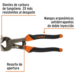 Alicate Tenaza 8", para Mayolicas dientes de Carburo de Tungsteno, ideal para cortes dificiles, TN-AZ-8 17382 Truper
