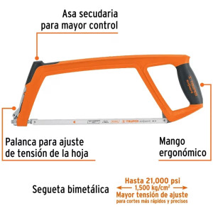 Arco de Sierra Profesional 12" Extra Pesado Arco y Mango ergonomico, 2Posiciones, Truper 10232
